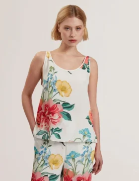 PURRLA Floral Print Scoop Neck Sleeveless Top
