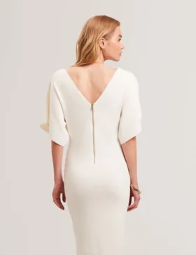 REBEXXA Wide Sleeve Knitted Bodycon Midi Dress