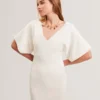 REBEXXA Wide Sleeve Knitted Bodycon Midi Dress
