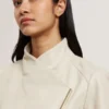 RIYOZE Wrap Front Cropped Leather Jacket