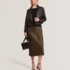 RIYOZE Wrap Front Cropped Leather Jacket