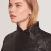RIYOZE Wrap Front Cropped Leather Jacket
