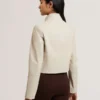 RIYOZE Wrap Front Cropped Leather Jacket