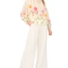 ROCHELLE Floral Print Tie Neck Relaxed Blouse