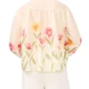ROCHELLE Floral Print Tie Neck Relaxed Blouse