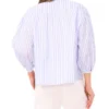 ROCHELLE Striped Volume Sleeve Cotton Blouse