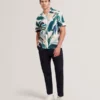 ROGNSKI Relaxed Floral Short Sleeve Linen Shirt