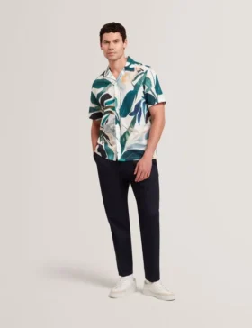 ROGNSKI Relaxed Floral Short Sleeve Linen Shirt