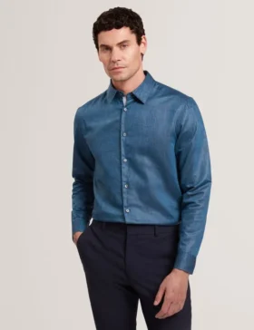 ROMEOS Regular Fit Cotton Linen Long Sleeve Shirt