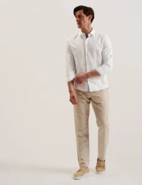 ROMEOS Regular Fit Cotton Linen Long Sleeve Shirt
