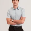 ROMMANN Micro Geo Print Slim Short Sleeve Shirt