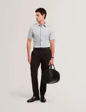 ROMMANN Micro Geo Print Slim Short Sleeve Shirt