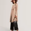 ROSE Mid Length Belted Wool Wrap Coat