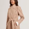 ROSE Mid Length Belted Wool Wrap Coat