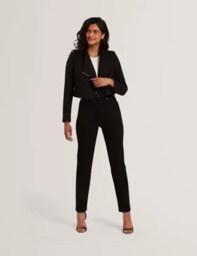 ROSECEE Tailored Cropped Wool Wrap Jacket
