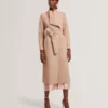 ROSELL Longline Belted Wool Wrap Coat