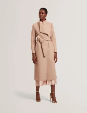 ROSELL Longline Belted Wool Wrap Coat