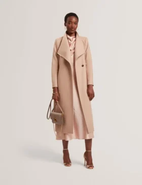 ROSELL Longline Belted Wool Wrap Coat