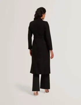 ROSELL Longline Belted Wool Wrap Coat