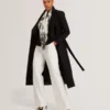 ROSELL Longline Belted Wool Wrap Coat