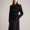 ROSEO Midi Length Belted Wool Wrap Coat