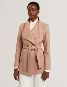 ROSESS Short Belted Wool Wrap Coat