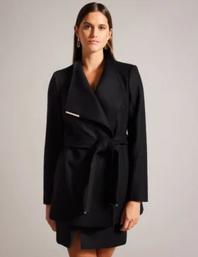 ROSESSO Short Belted Wool Wrap Coat