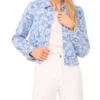 ROSET Floral Print Cropped Denim Jacket