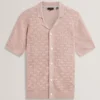 ROWWANN Basket Knit Silk Blend Short Sleeve Shirt