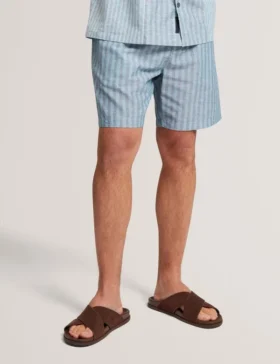 RUFYE Striped Cotton Linen Pull-On Shorts