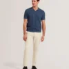 RUZZA Textured Stripe Open Neck Knitted Polo Shirt