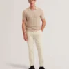 RUZZA Textured Stripe Open Neck Knitted Polo Shirt