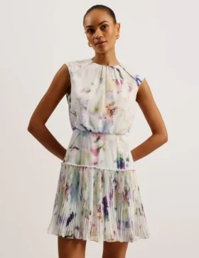SAINTLY Floral Print Mini Dress