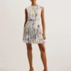 SAINTLY Floral Print Mini Dress