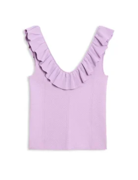 SAMAHA Sleeveless Knit Ruffle Top