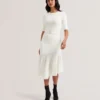 SAMALEE Flippy Hem Knitted Midi Dress With Belt