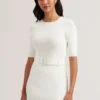 SAMALEE Flippy Hem Knitted Midi Dress With Belt