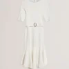 SAMALEE Flippy Hem Knitted Midi Dress With Belt