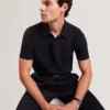 SERAPA Grid Texture Woven Short Sleeve Polo
