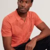 SIDRAHA Jacquard Mesh Knit Open Neck Polo
