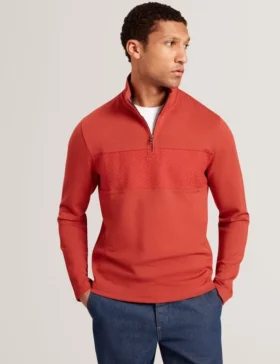 SIMONEA Textured Panel Half-Zip Modal Sweatshirt