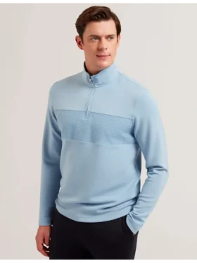 SIMONEA Textured Panel Half-Zip Modal Sweatshirt