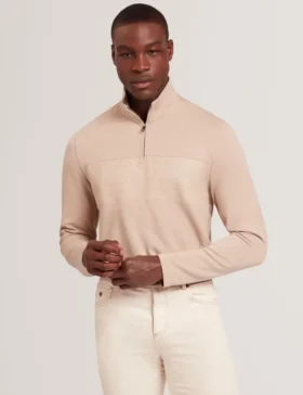 SIMONEA Textured Panel Half-Zip Modal Sweatshirt
