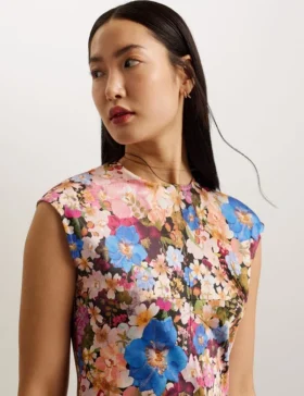 SLANNO Floral Printed Midi Dress