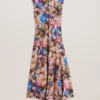 SLANNO Floral Printed Midi Dress