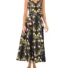SLEEVELESS FLORAL V NECK MAXI DRESS Black
