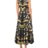 SLEEVELESS FLORAL V NECK MAXI DRESS Black