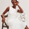 SLEEVELESS LACE APPLIQUE MIDI DRESS White