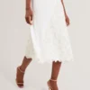 SLEEVELESS LACE APPLIQUE MIDI DRESS White