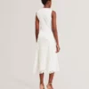 SLEEVELESS LACE APPLIQUE MIDI DRESS White